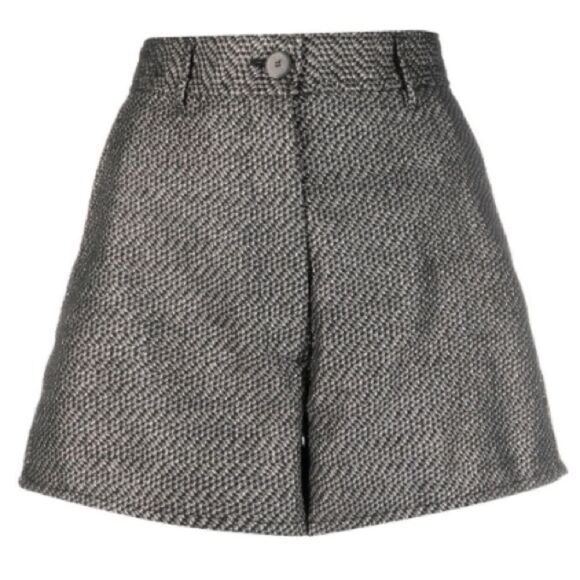 Forte Forte Gray Linen Cotton Metallic High waisted High Waist 5.5” Short 00 XS - Picture 2 of 11
